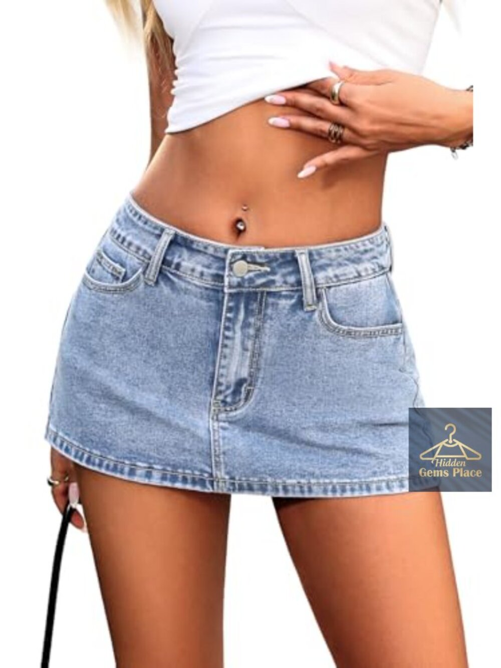 Women's Low Rise Mini Denim Skort Bodycon Fit Stretch Summer Streetwear